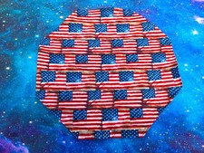 Handmade Quilted Table topper octagon Patriotic US Flags July 4th America rev.