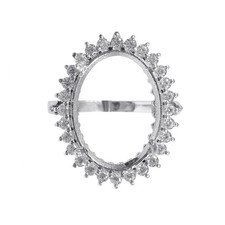 Semi Mount Ring Stone Setting Size 20X15 MM Oval Shape 925 Sterling Silver Ring