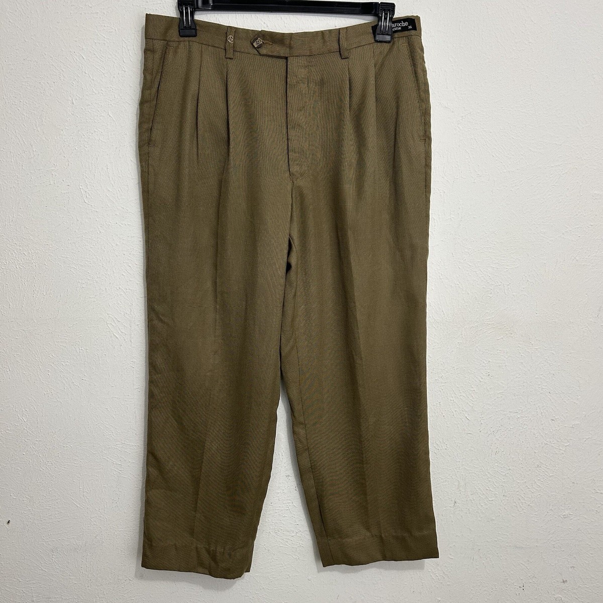 Guy Laroche Vintage Men's Pleated Pin Check Dress Trousers Pants Size 36  Luxury