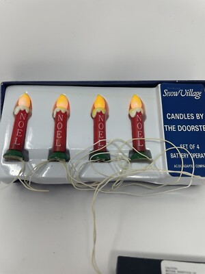 Dept 56 Snow Village Christmas Candles by the Doorstep #5206-0 Set of 4 - Tested