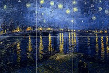 Starry Night Over the Rhone Tile Mural Kitchen Bathroom Wall Backsplash 18x12