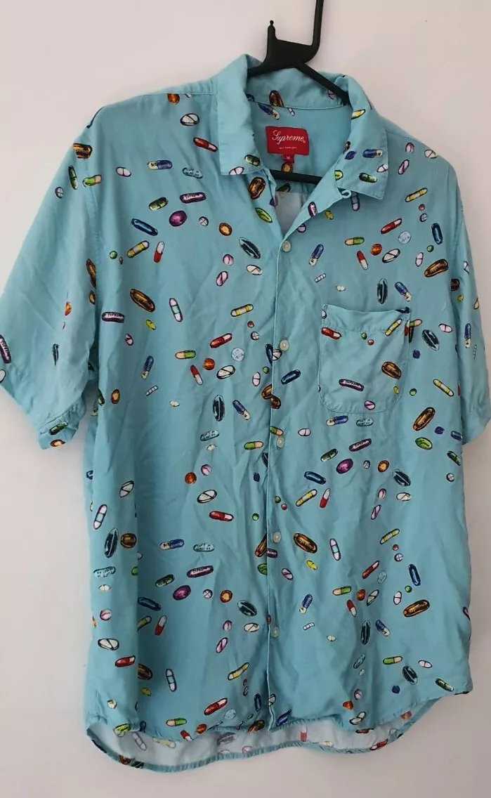 Chemise SS17 Supreme Pills rayonne S/S M moyenne multicolore manches courtes bleu