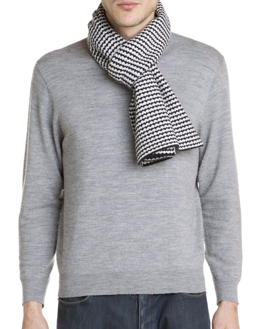 Мужской жаккардовый шарф с черно-белым принтом Portolano Black Os