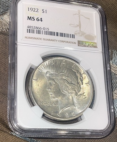 1922 Peace Silver Dollar MS64 NGC ๐NICE๐ 100+ Years Old !! - Picture 2 of 5