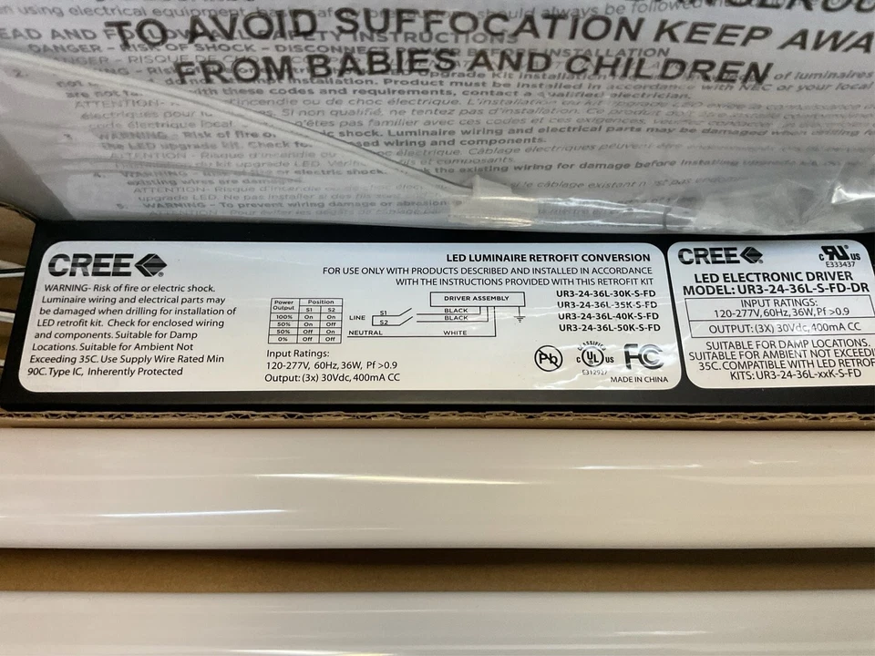 Kit de actualización LED 2FT CREE UR Series UR3-24-36L-40K-S-FD Foto 3 de 4
