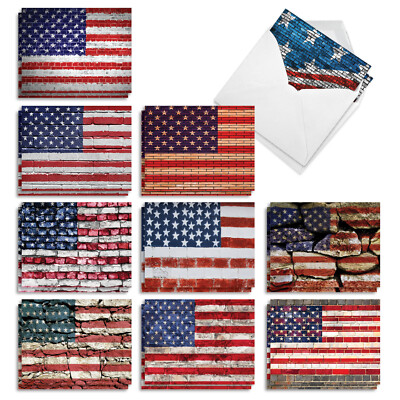 20 Assorted Independence Day Notes Set 4x5.12'' w/Envelope (10 Designs) Flag Day