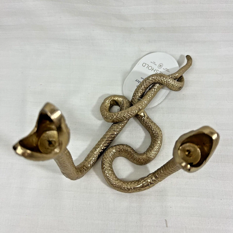 Новый золотой алюминиевый двойной змеиный конус подсвечник держатель для Хэллоуина Viper Serpent - Изображение 4 из 4