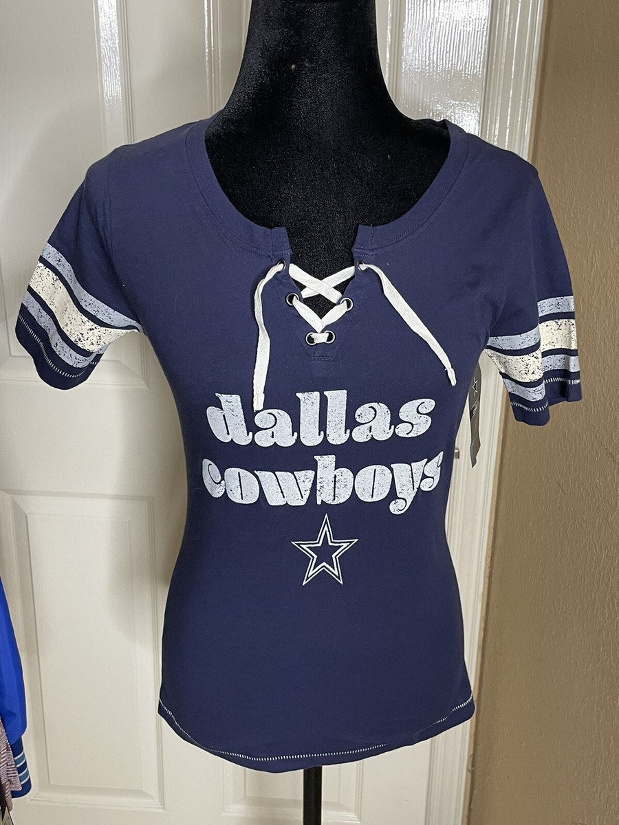 New Dallas Cowboys Women's Cowboys Her Style Lace-Up V-Neck Jersey