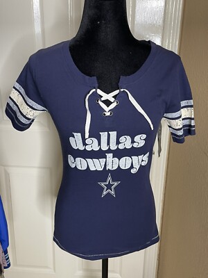 シャツ Dallas Cowboys Lace-Up V-Neck Jersey WM New Dallas Cowboys Women's Cowboys Her Style Lace-Up V-Neck Jersey
