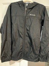 Columbia Youth Windbreaker Size XL Black Front Zip With Hood