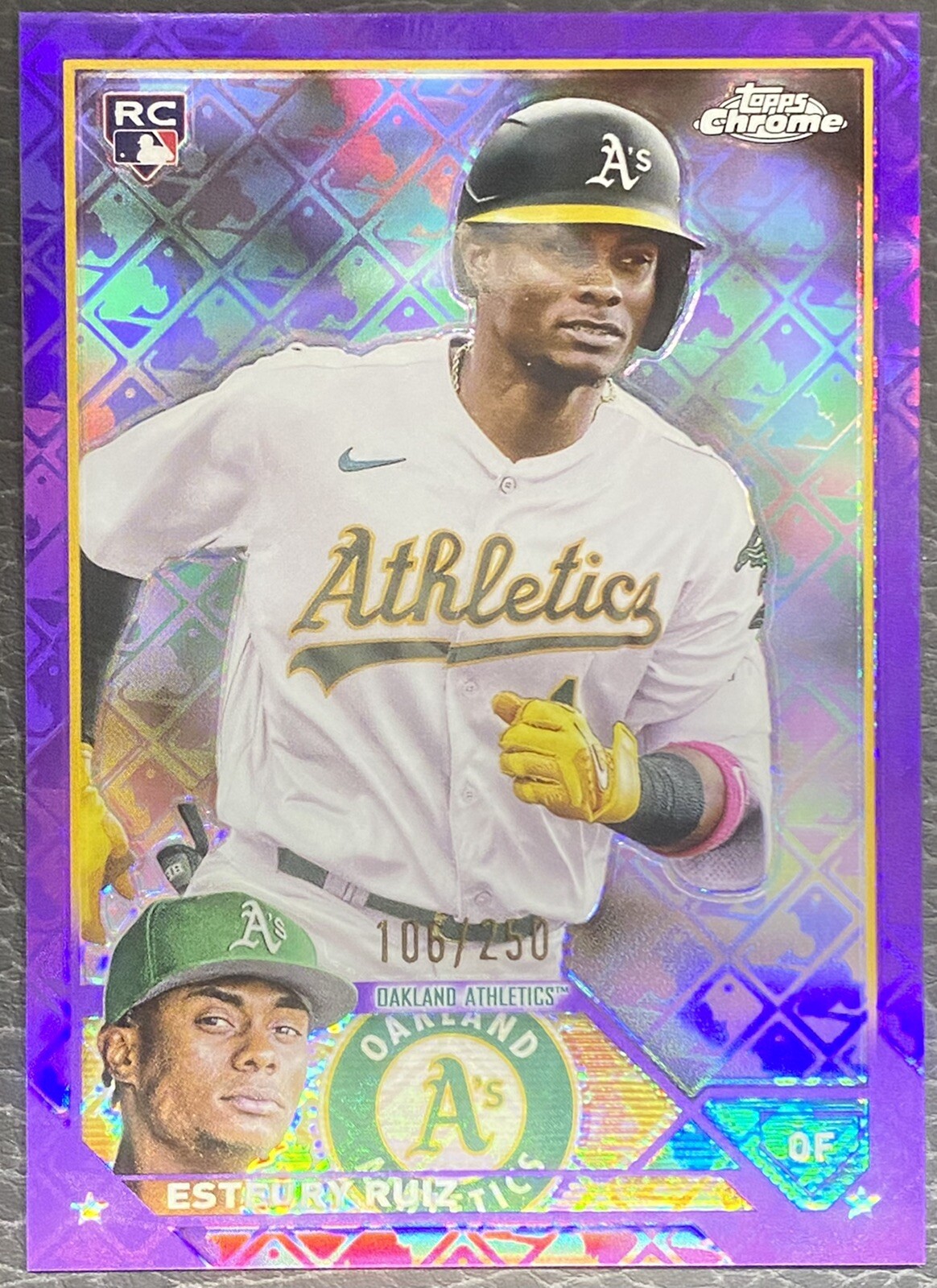 ESTEURY RUIZ 2023 TOPPS CHROME LOGOFRACTOR ROOKIE PURPLE RC /250 Q1454