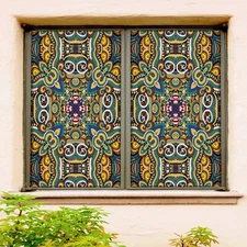 3D Green Pattern A106 Window Film Print Sticker Cling Stained Glass UV Sinsin