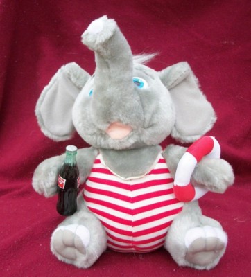 COCA COLA BRAND - COLLECTIBLE 9'' PLUSH LIFE GUARD ELEPHANT - 1993