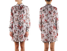 MCQ by Alexander McQueen White Floral Print Long Sleeve Tunic Dress IT44