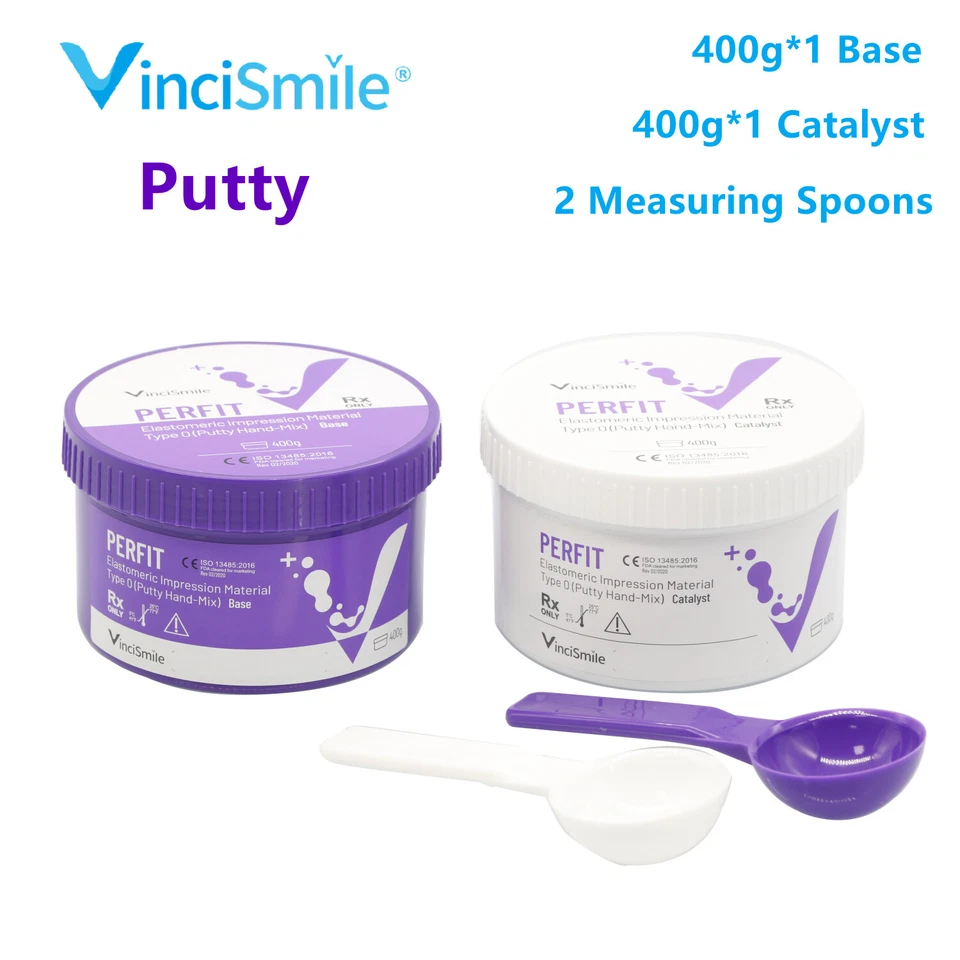 VINCISMILE PERFIT Dental Putty PVS VPS Impression Material Base Normal/Fast Set 2 x 400g