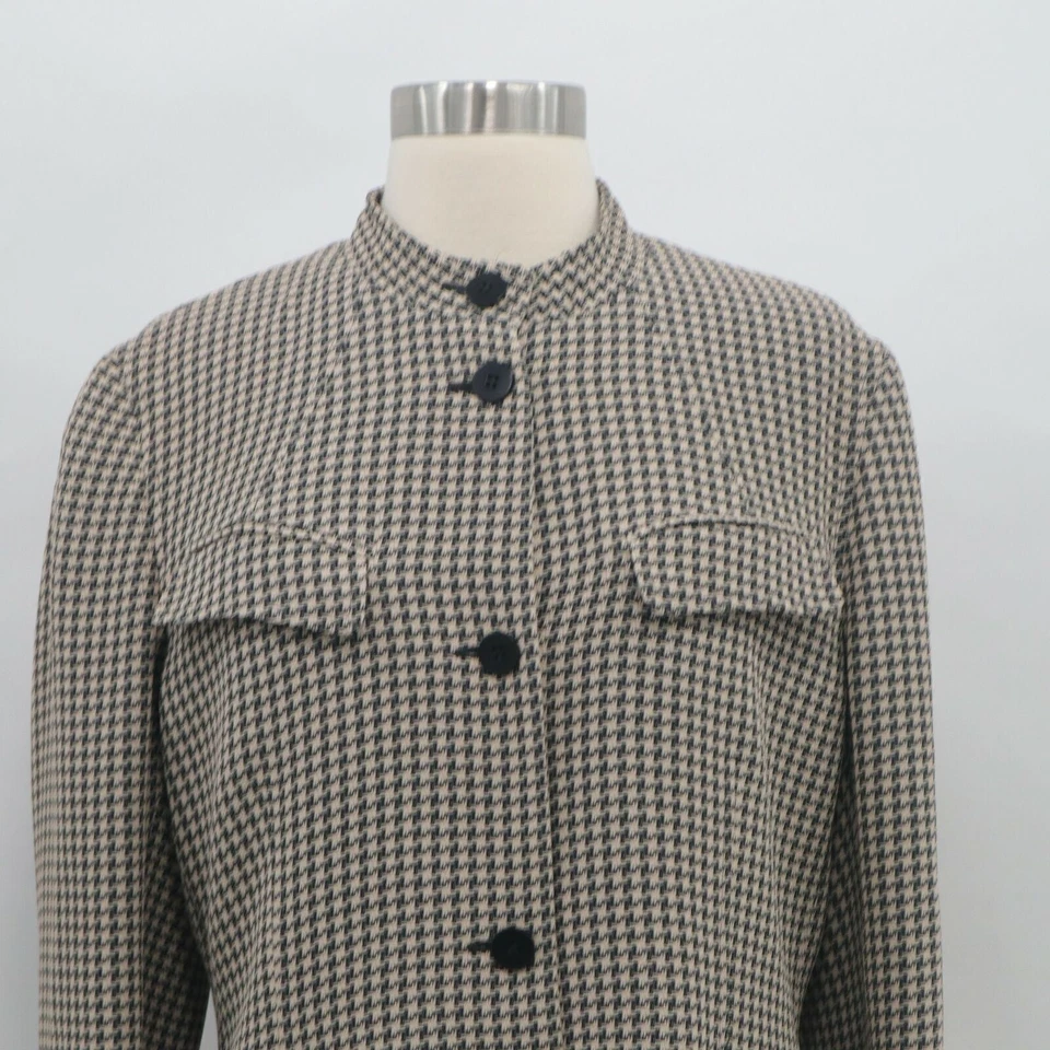 Chaqueta Blazer Giorgio Armani Mujer 10 Lana Pata de Gallo Negra Marfil Clásica Foto 2 de 4