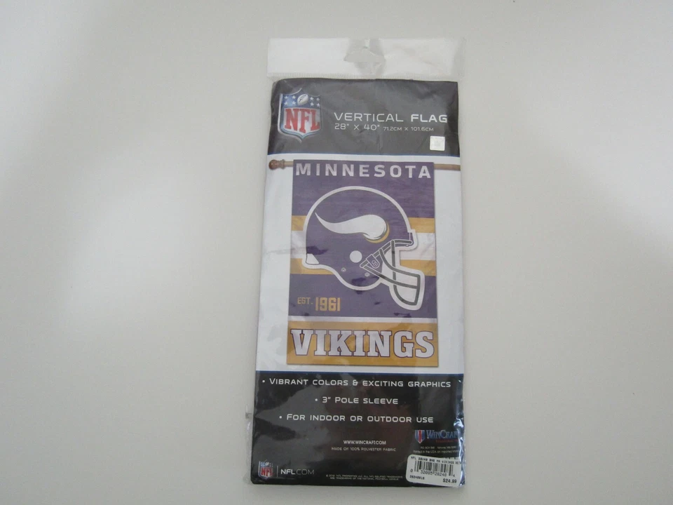 Bandera vertical retro de los Minnesota Vikings con licencia de la NFL 28" X 40" Foto 3 de 3