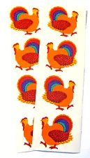 Mrs Grossman Two 2x6 inch 'Turkeys' Thanksgiving Sticker Sheets (Retired)