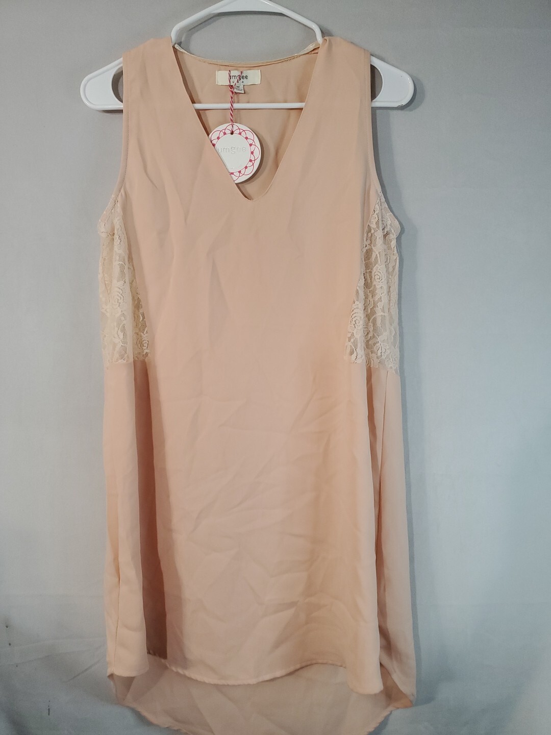 UMGEE Dress Women's Size Medium Pink Side Lace Panels Sleeveless Lightweight