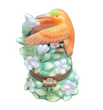 Colibrì Porcellana Cerniera Portagioie Rufous Hummer Bird Vintage PHB Ltd