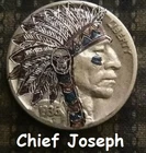 Hobo Buffalo Nickel hand carved original by J&M Tarantula nickel Chief Joseph