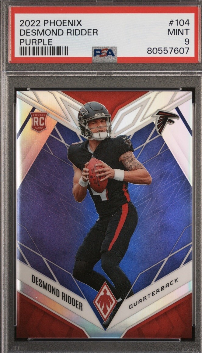 2022 Panini Phoenix Rookies Purple /125 Desmond Ridder #104 PSA 9 MINT Rookie RC