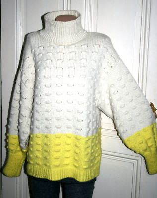 MAVI sehr dicker Strick Pullover wollweiß gelb  wenig getragen Gr. L 40 42