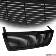 For 04-08 Ford F150 Gloss Black Horizontal Billet Front Hood Bumper Grill Grille