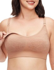 Nursing Bras for Breastfeeding, Seamless Wirefree Geometric Mater  Tawny,Size:L 