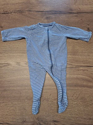 Schlafanzug, Baby, blau gestreift, Gr.  6 Monate, vertbaudet
