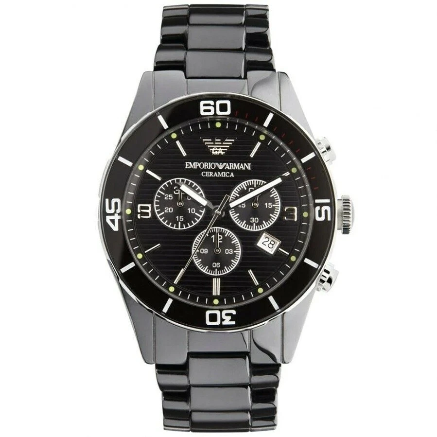 NEW AUTHENTIC EMPORIO ARMANI MEN S CERAMIC WATCH AR1421 LEO BLACK