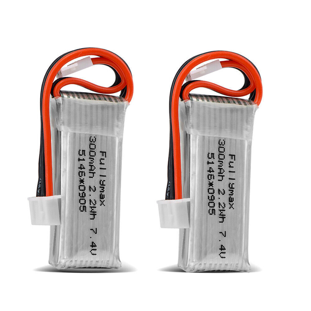 2-Pack 7.4V 300mah Lithium Battery For WLToys F959 & XK Remote Control Gliders