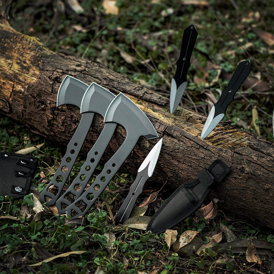 BANORES Hawkeye Throwing Axes and Tomahawks Set with 10 inch Full Tang