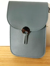 Slate blue gray windowed cell phone/mobile phone device holder wallet purse NEW 
