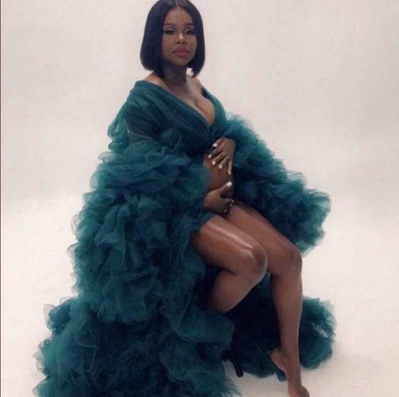 Платье для беременных для фотосессии многослойное тюлевое пушистое с оборками платье для беременных - Изображение 3 из 4