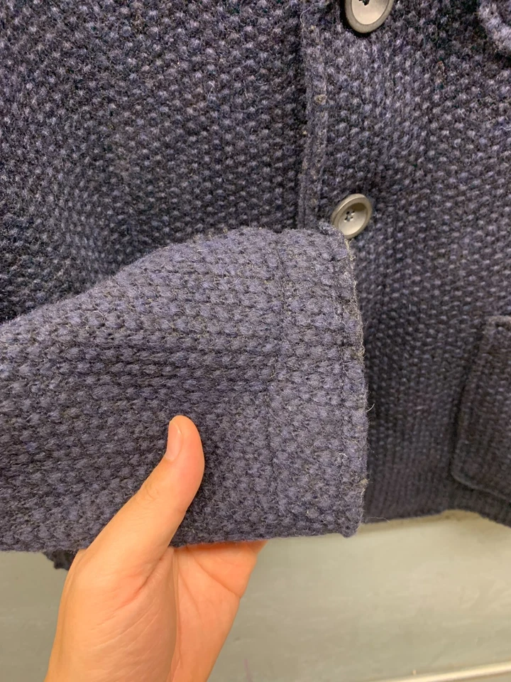 Slate & Stone Coat Virgin Wool Blend Men's Size M Navy Blue Long Overcoat - Image 4 of 4