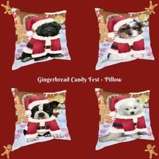 Christmas Gingerbread Candyfest Dog Cat Pet Photo Throw Decorative Pillow