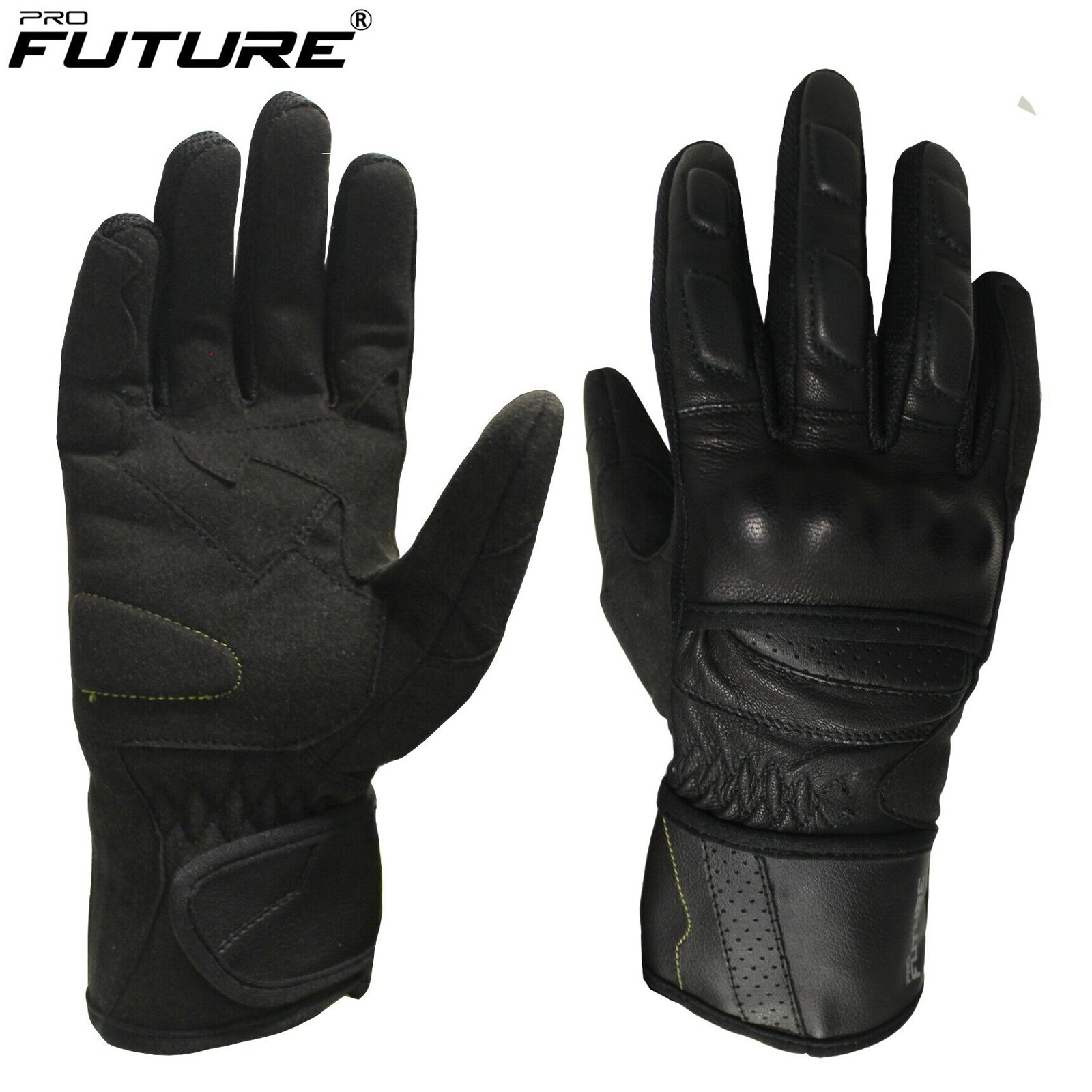 Guanti Moto Scooter In Pelle e Tessuto ESTIVI Lunghi con protezioni Biker -Nero