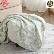 Laura Ashley Coco Reversible Plush Throw 60"x70" Soft Cozy Floral Blanket