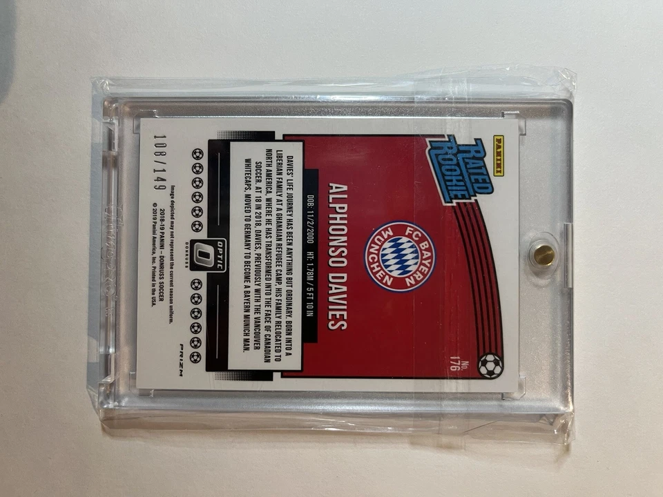 Alphonso Davies 2018-19 Panini Donruss clasificación óptica novato Bayern Canadá Aqua/149 Foto 4 de 4