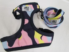 Juicy Couture Dog Leash/Harness Set Pink Blue Camo Print - Adjustable Size M