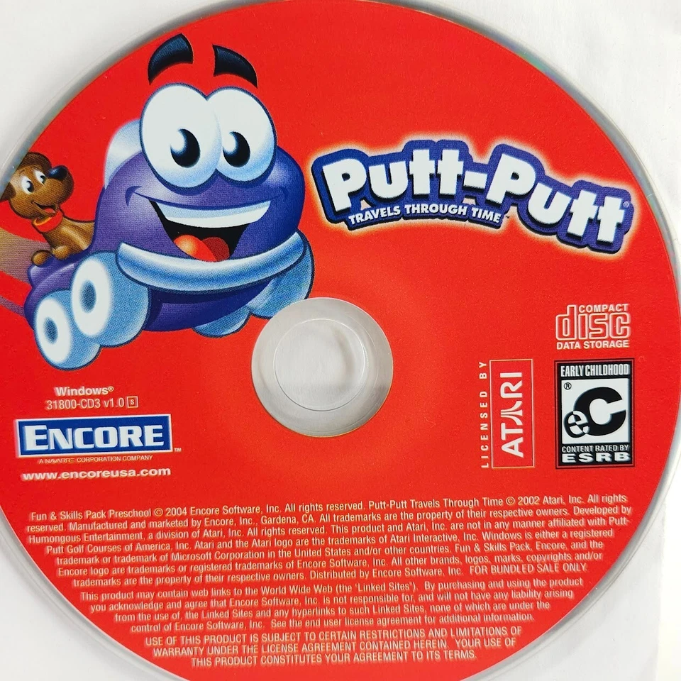 Putt-Putt Travels Through Time CD Encore Windows Data Storage 2002 Atari Tape - Image 3 of 4