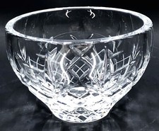 Vintage Lead Crystal Bowl Cut Starburst Pattern Etched Signature 4