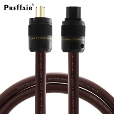 Golden Reference HIFI Audio Power Cord with Gold Plated EU US Power Plug