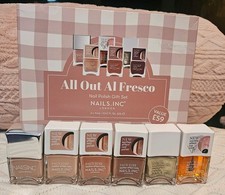 Nails Inc Alfresco Set Of 6 Nail Polishes Nude Tones BNIB RRP £59 Boxed