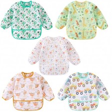 Long Sleeved Bibs, Pack of 5,Lightweight Waterproof Shirt Bibs for Baby Toddl...