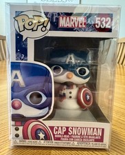 FUNKO POP 2019 MARVEL CAP SNOWMAN #532 HOLIDAY CAPTAIN AMERICA w/Protector