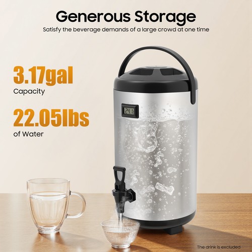 Insulated Thermal Hot and Cold Thermal Coffee Airpot Beverage Dispenser 3.17Gal - 第 7/24 張圖片