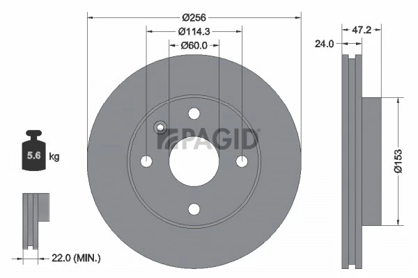 PAGID Disques De Frein Aéré Interieurement Ø256mm Pour Chevrolet Nubira - Photo 1/1