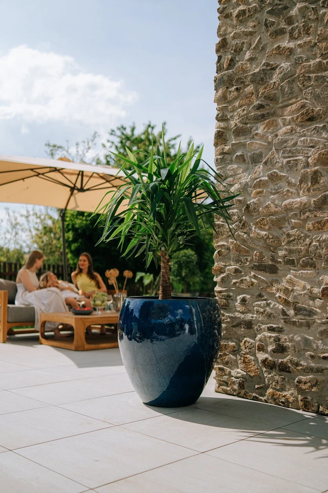 Gartendeko Blumentopf Pflanzkübel Keramik Übertopf Outdoor Meerblau LAFONTAINE - Bild 2 von 4